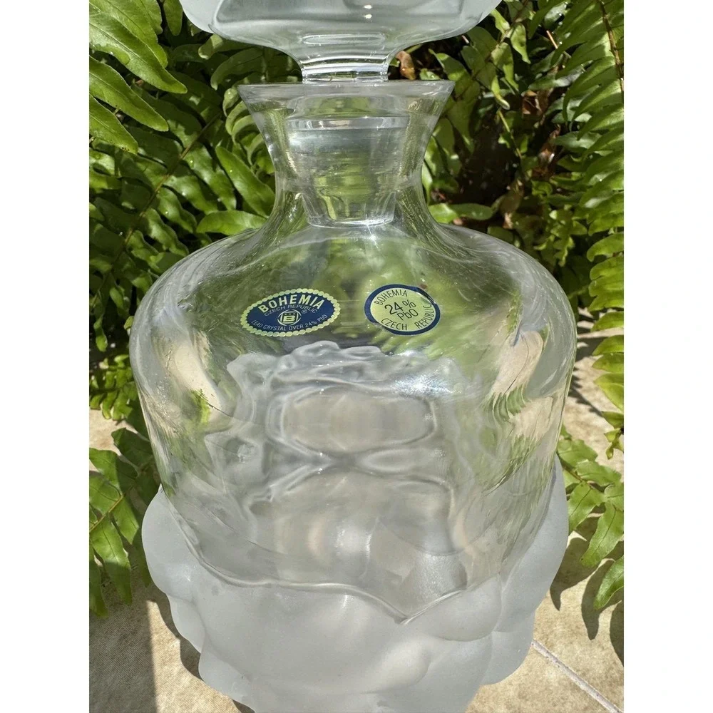 Bohemia 24% pbo Lead Crystal Glass Decanter Czech Republic Frosted Ice glass